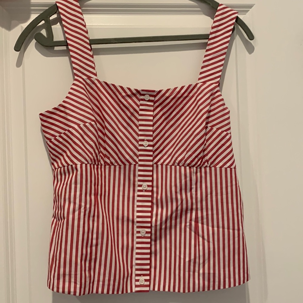 Maje Red and White Striped Shirt